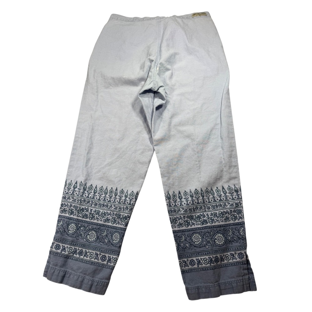 Columbia Womens Capri Pants L 29 Blue Floral Border Boho Crop Casual Beach Comfy - Picture 2 of 10